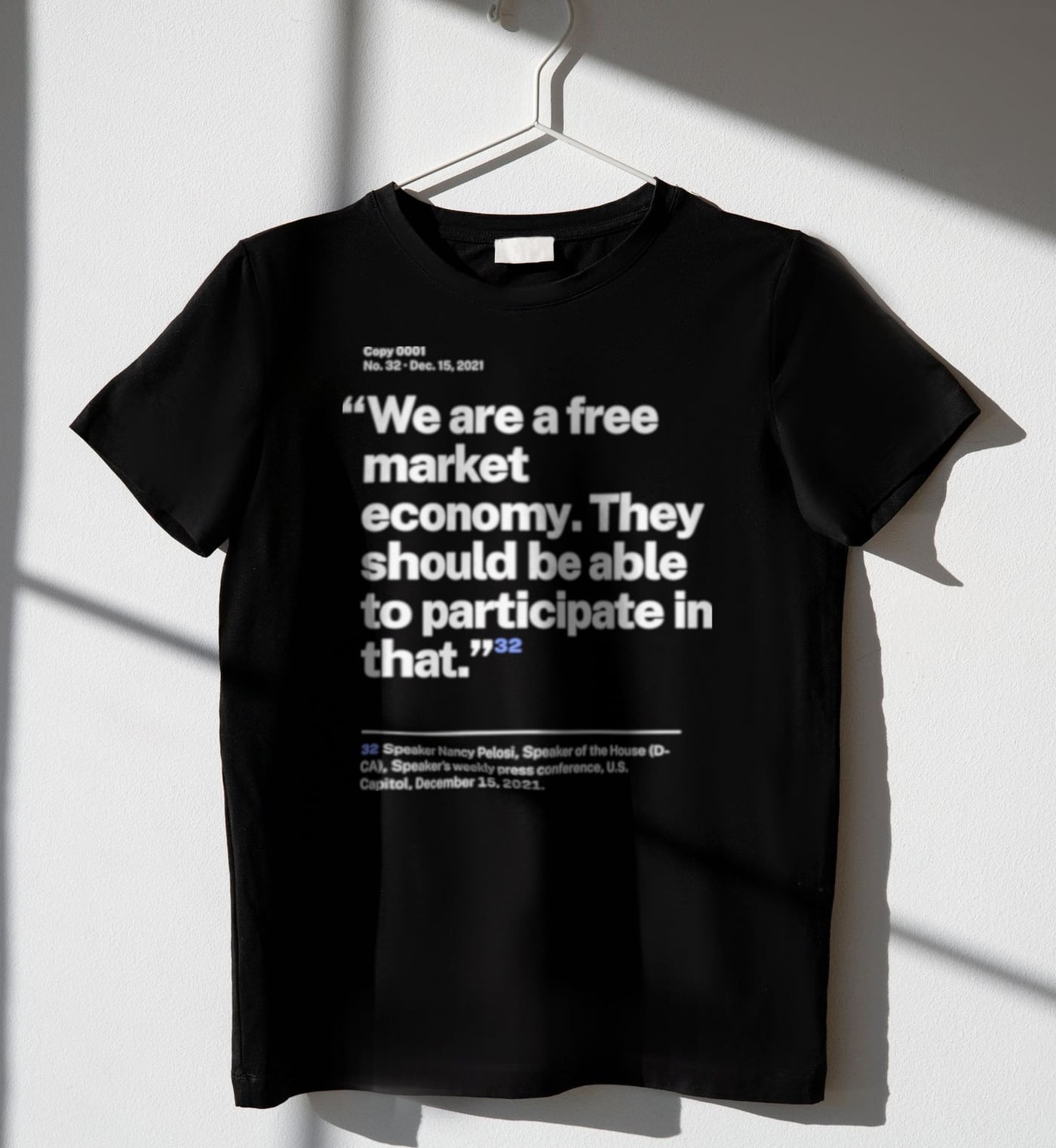 No. 0032, statement style, black tee on a hanger