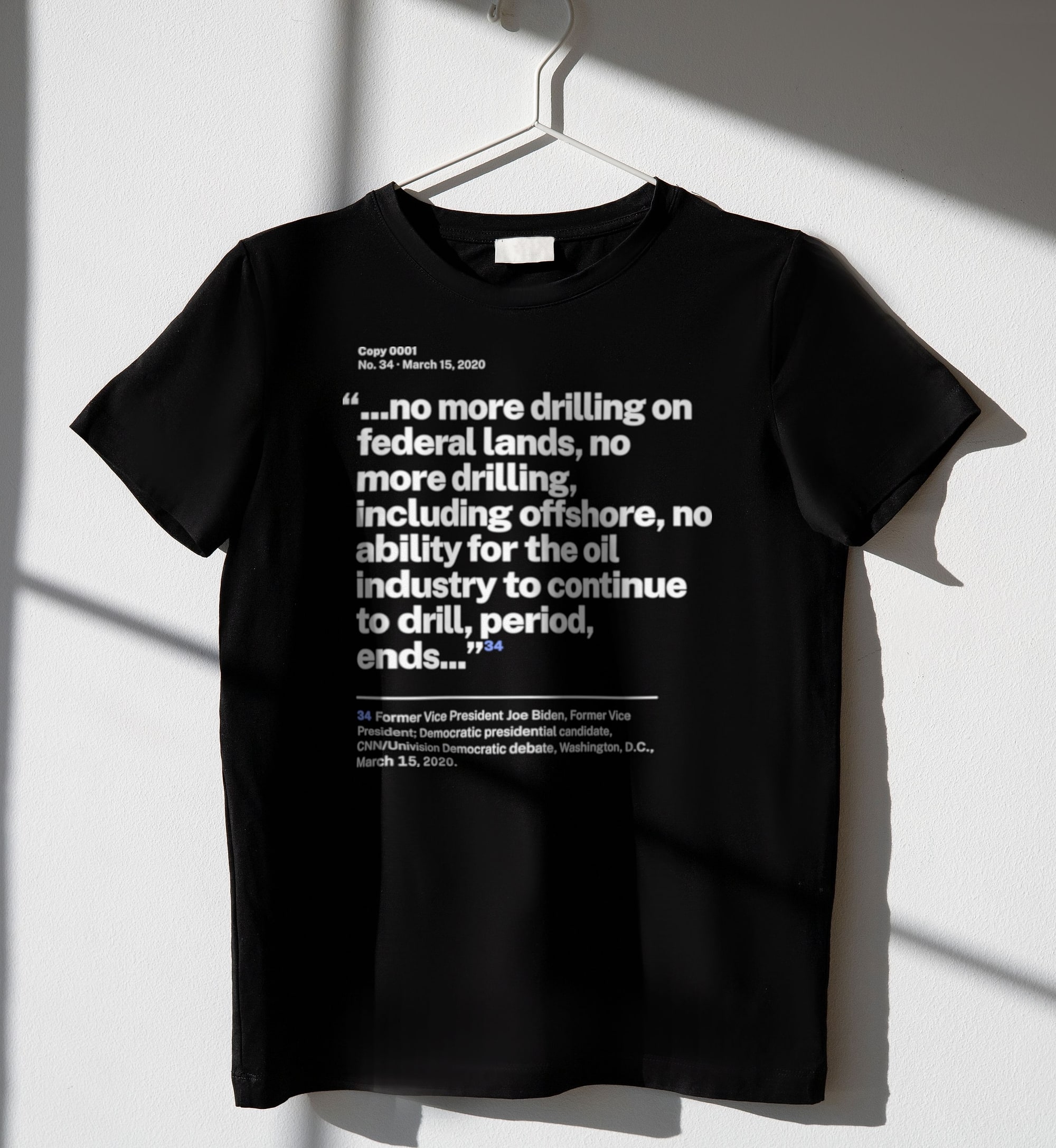 No. 0034, statement style, black tee on a hanger