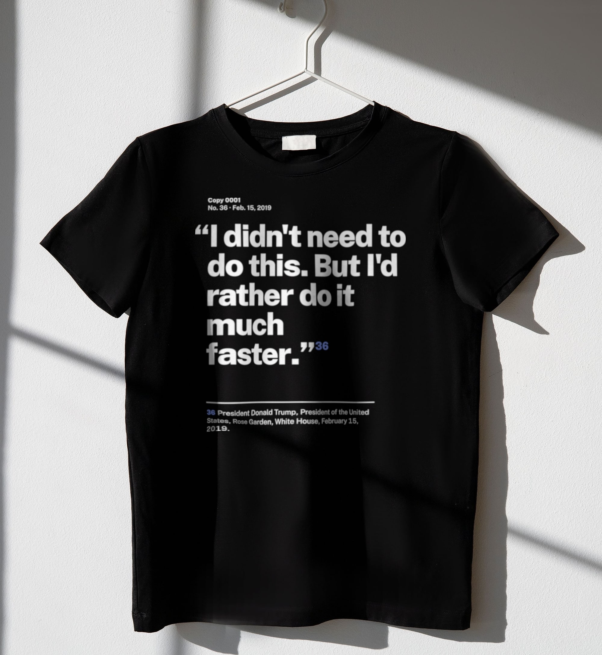 No. 0036, statement style, black tee on a hanger