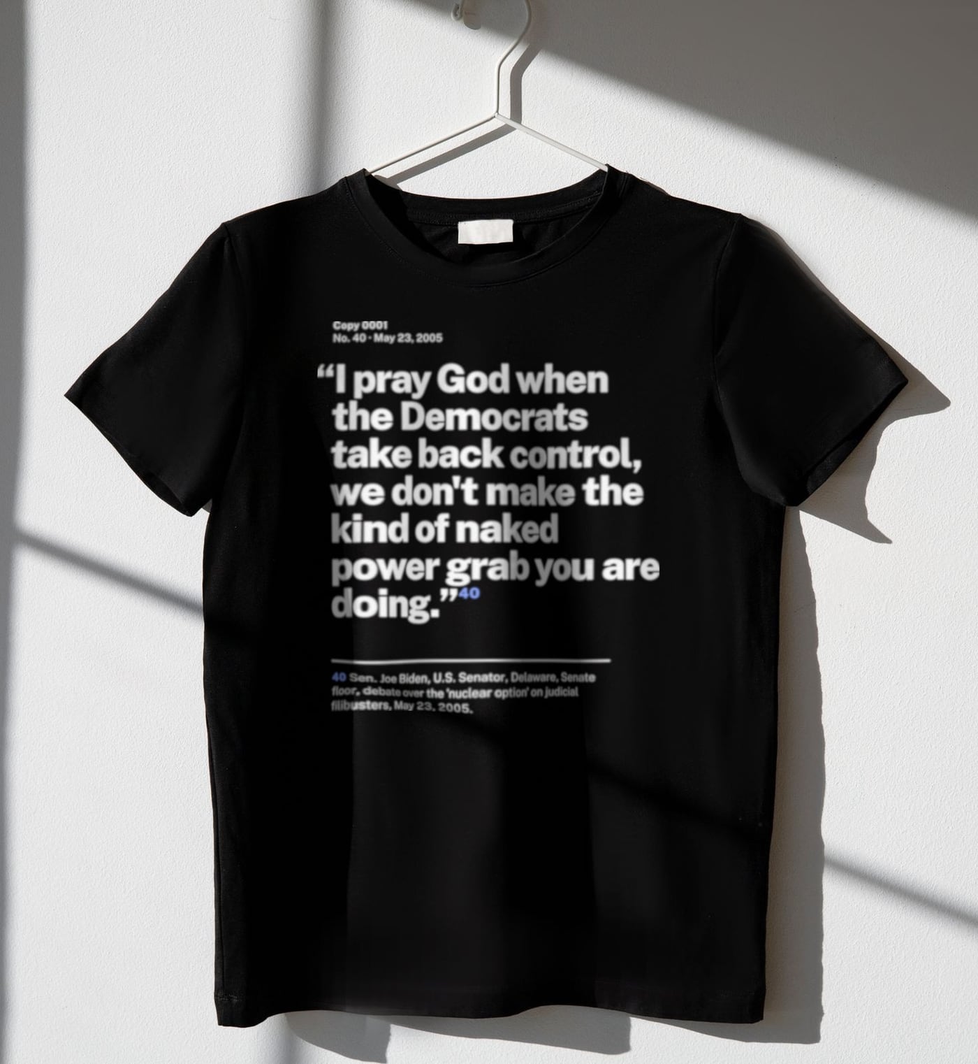 No. 0040, statement style, black tee on a hanger