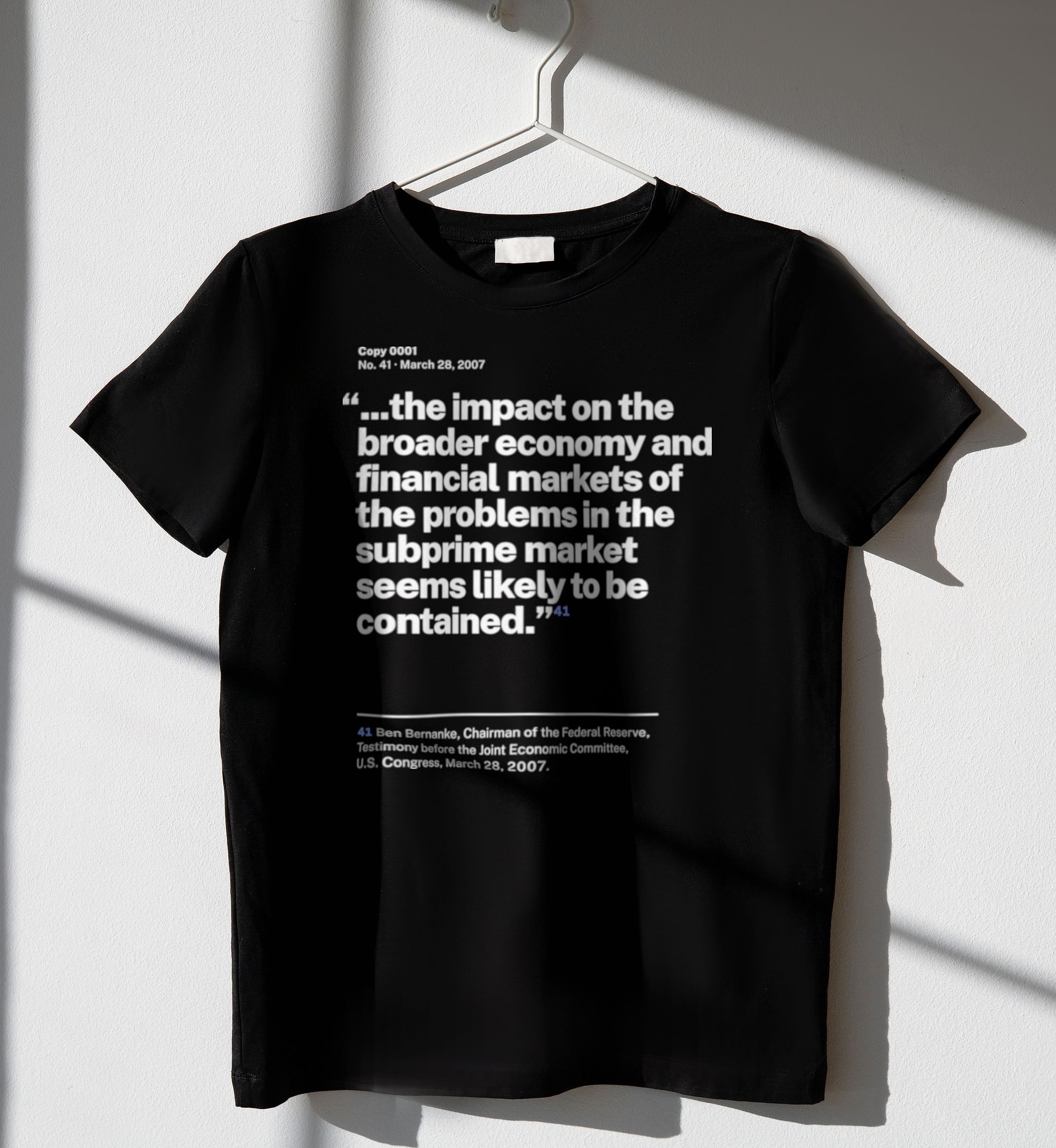 No. 0041, statement style, black tee on a hanger