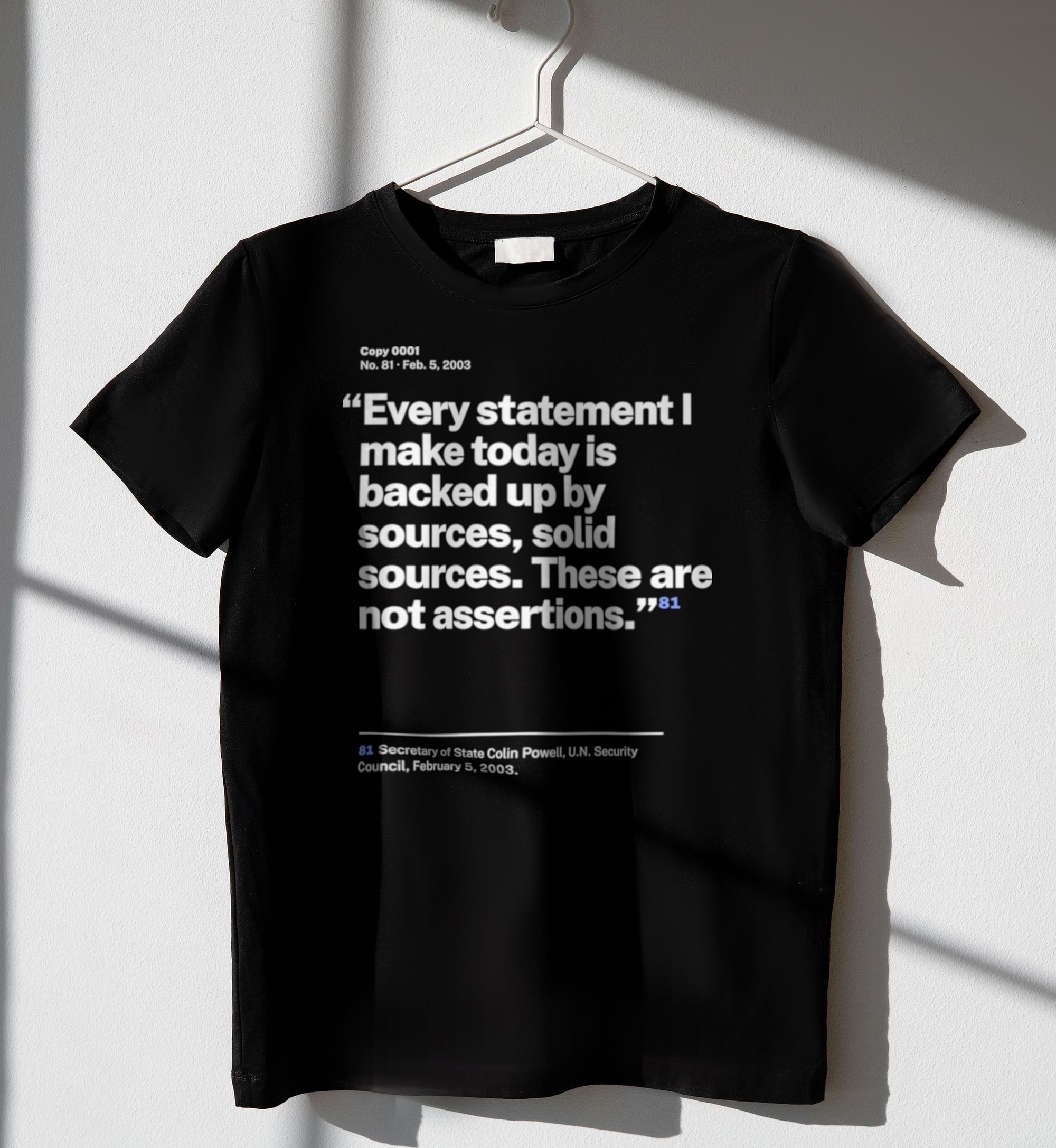 No. 0081, statement style, black tee on a hanger