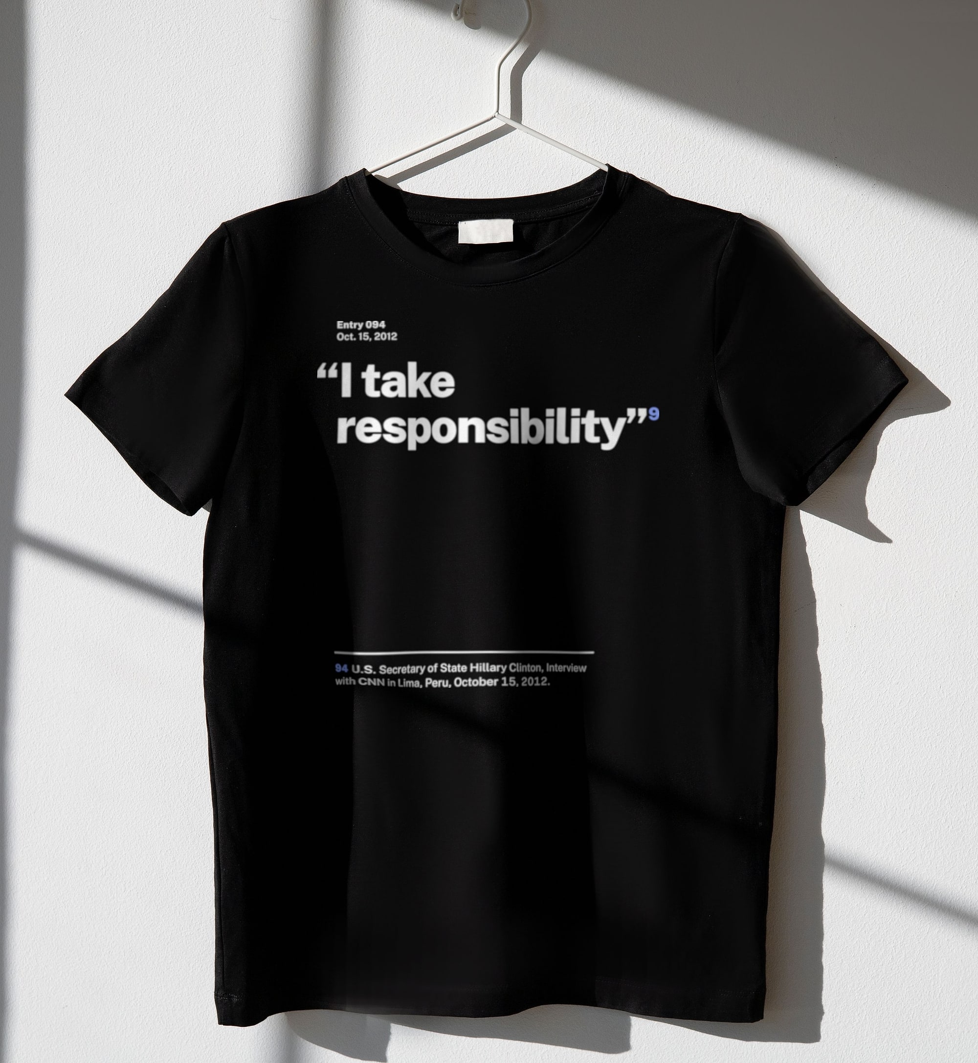 No. 0094, statement style, black tee on a hanger