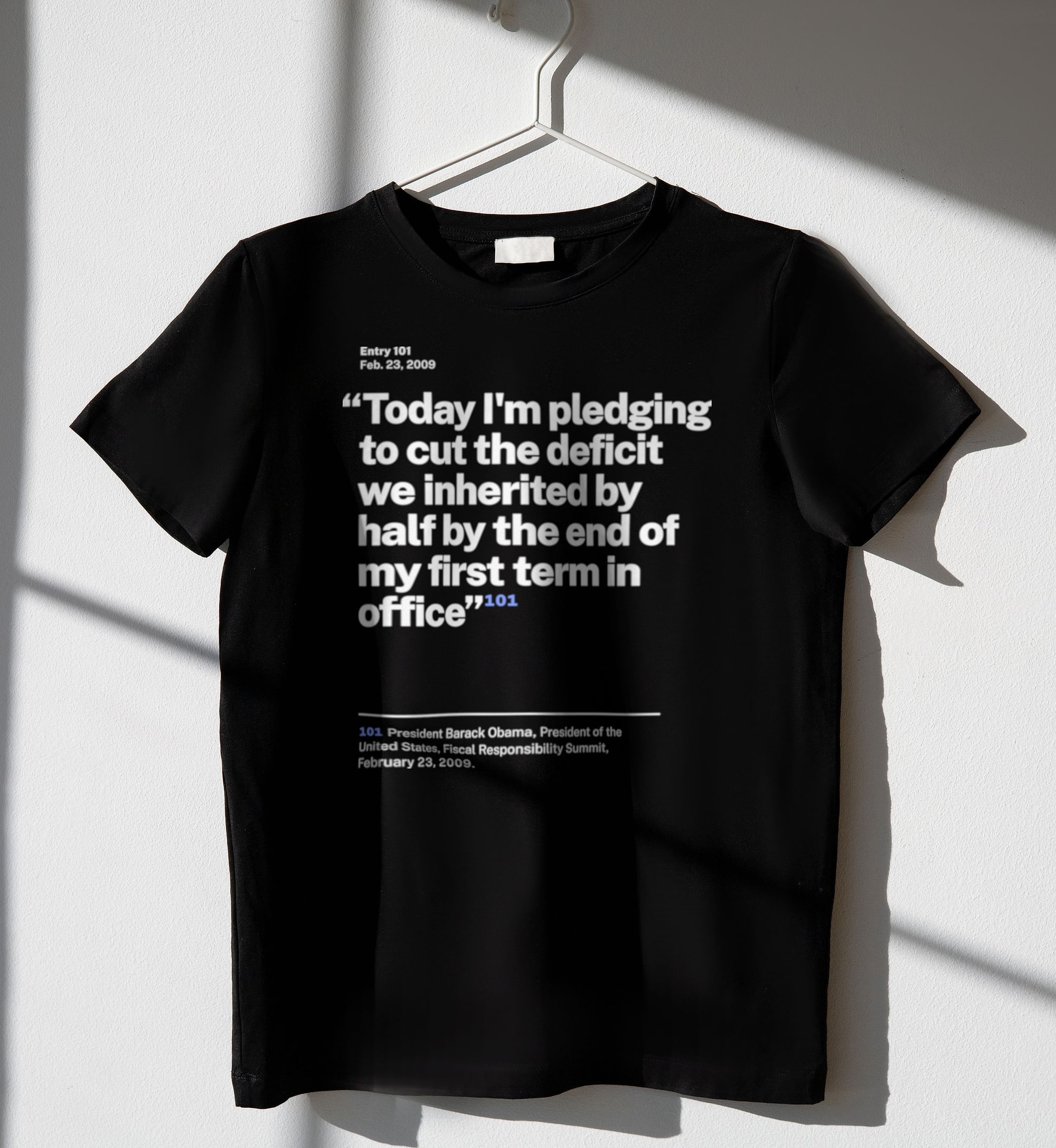 No. 0101, statement style, black tee on a hanger