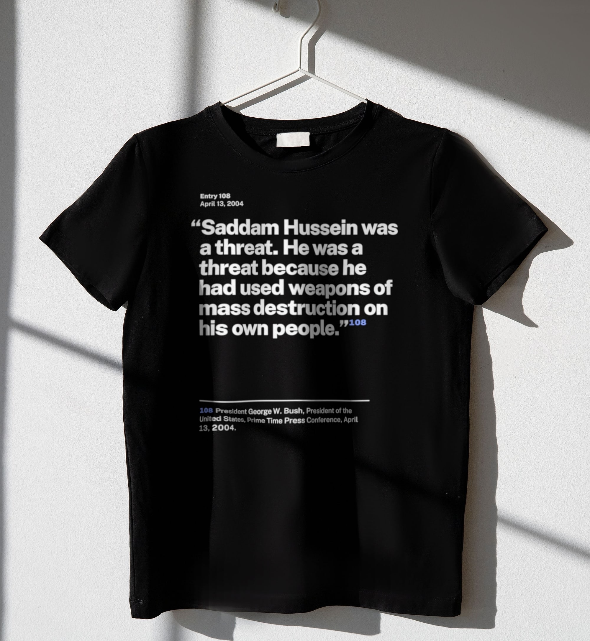 No. 0108, statement style, black tee on a hanger